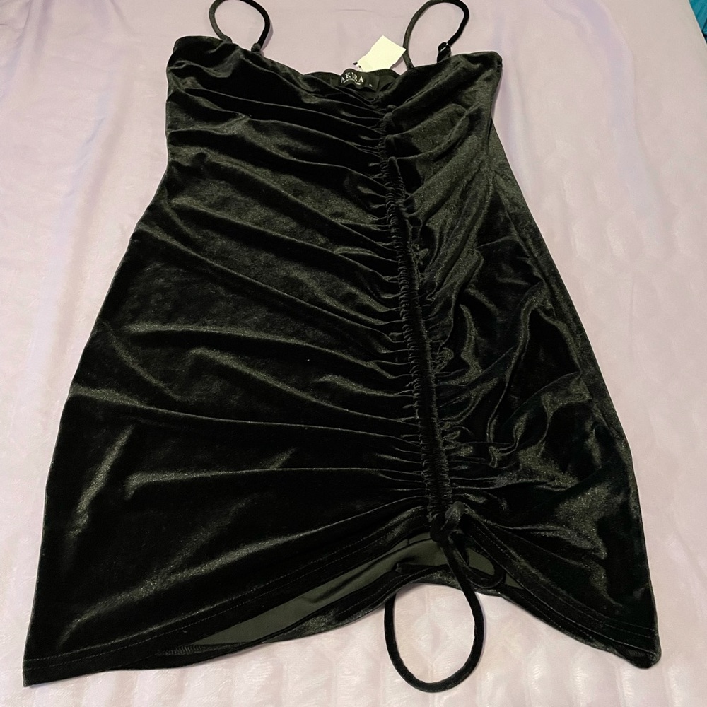 Junior Black Drawstring Dress